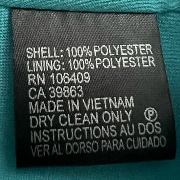 Tahari Graphic Print Crepe de Chine Shift Dress, Keyhole, Turquoise, size 14W - Picture 13 of 14